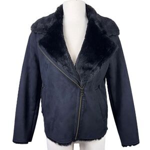 Uniqlo Black Faux Suede and Faux Fur Women’s Jacket in size Small